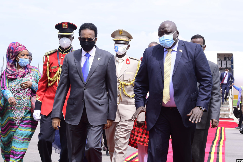 President Farmajo arrives in Kampala to attend the inauguration ceremony of Ugandan President