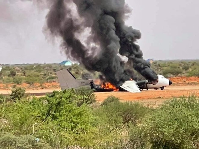 Cargo plane go up in flames after landing at Dholow airport