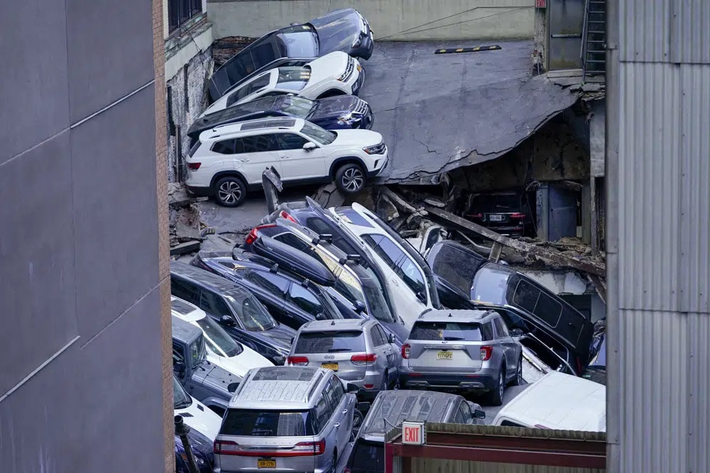 At least 1 killed in a parking garage collapse in Manhattan