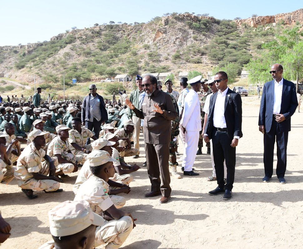 President Hassan Sheikh visits Somali forces training in Eritrea