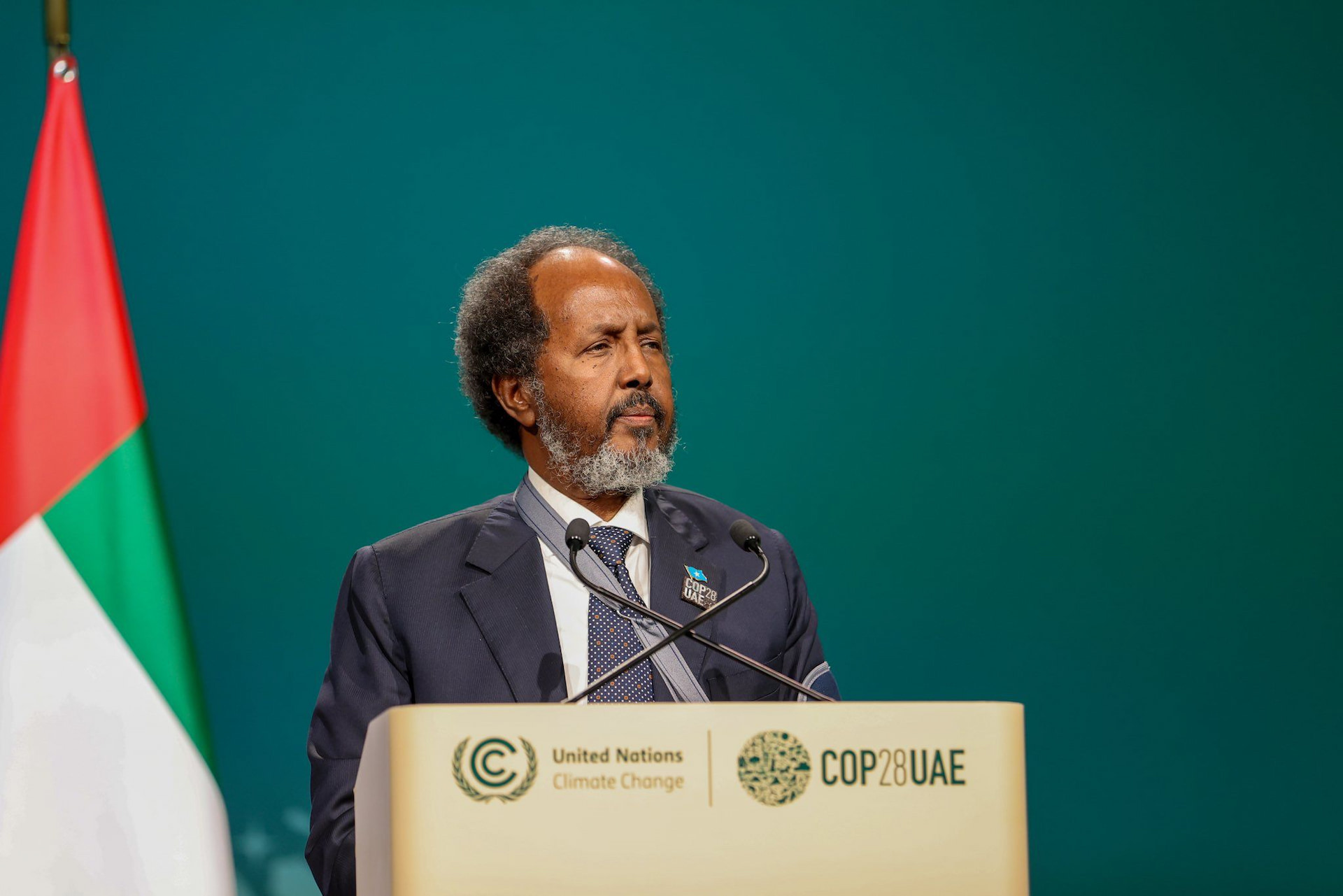 Address at COP28 President Hassan Sheikh Highlights Somalia's Climate Crisis
