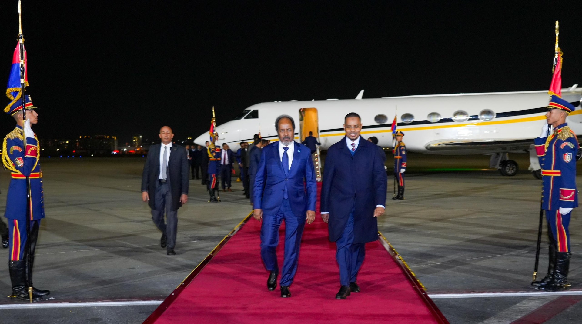 President Hassan Sheikh arrives in Cairo in an official invitation