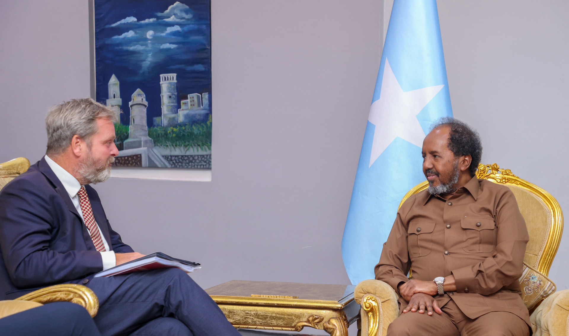 President Hassan Sheikh meets Ambassador of Denmark to Somalia
