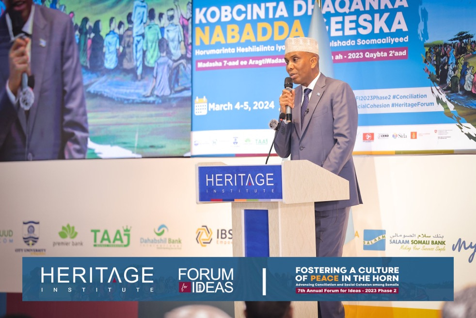 PM Hamza participates in Heritage Institute’s forum on fostering a culture of Peace in the Horn