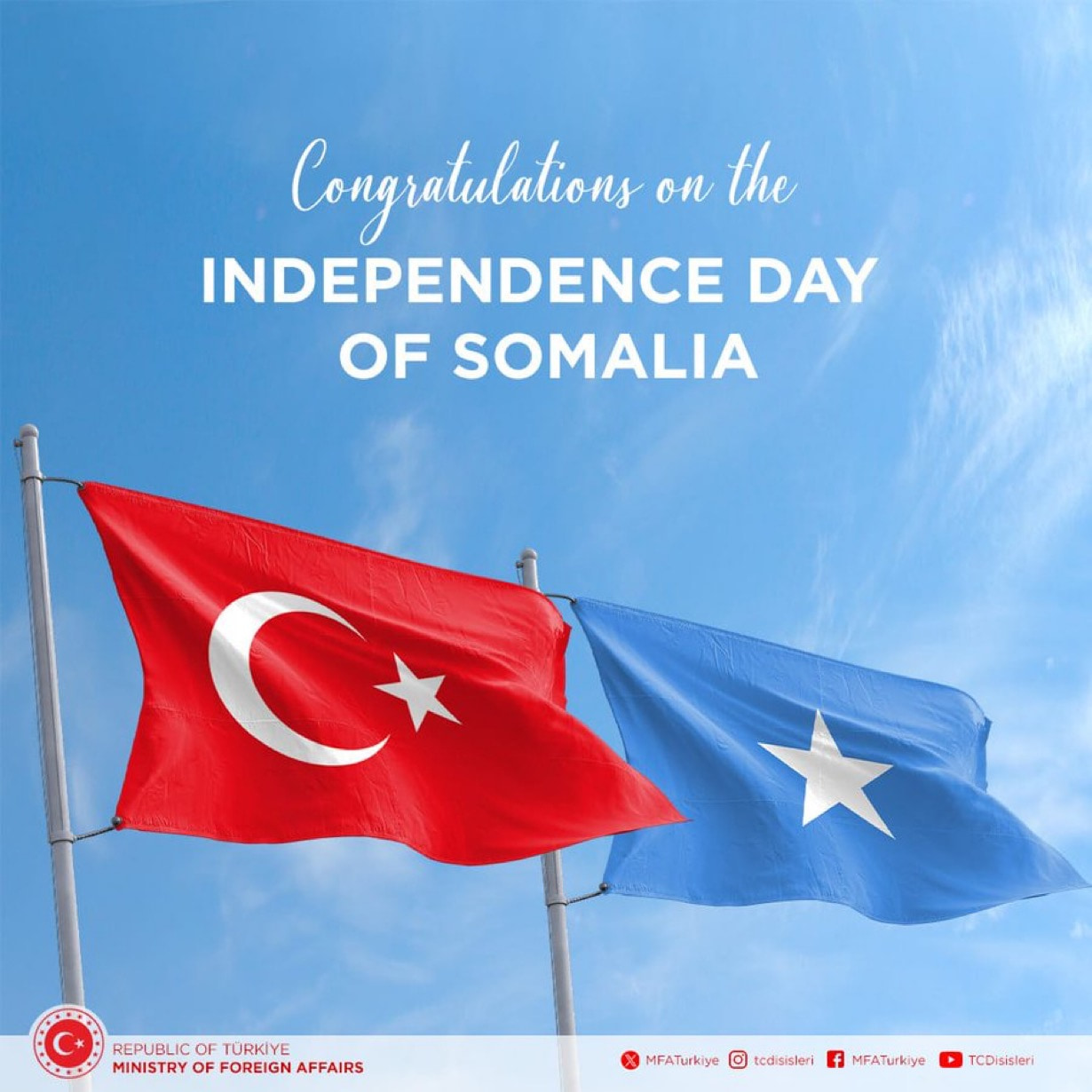 Turkish Government sends its congratulations to Somalia on the 64th anniversary