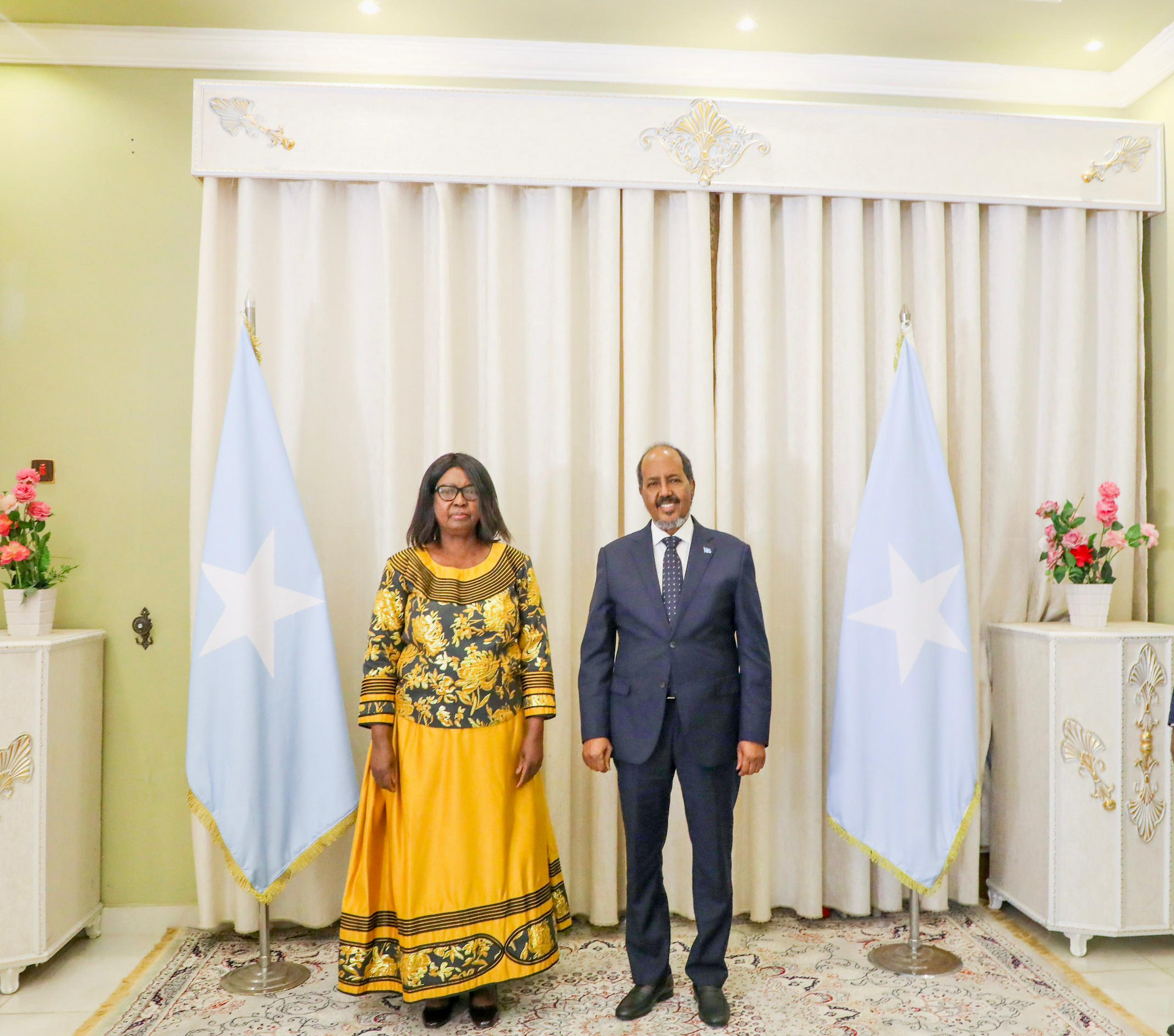 President Hassan receives credentials from six new Ambassadors to Somalia
