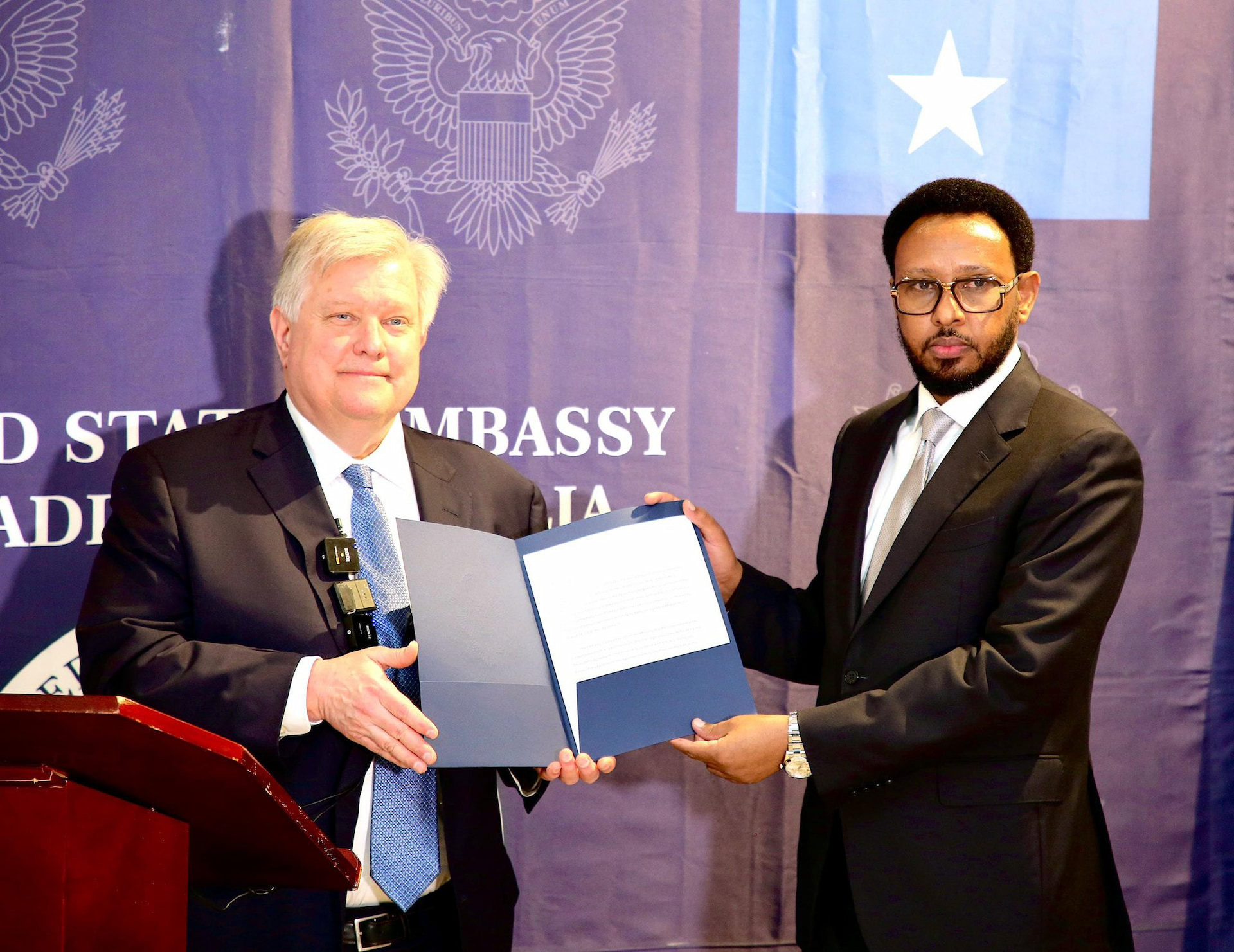 Finance Minister, US Ambassador sign $1.14 debt relief agreement in Mogadishu