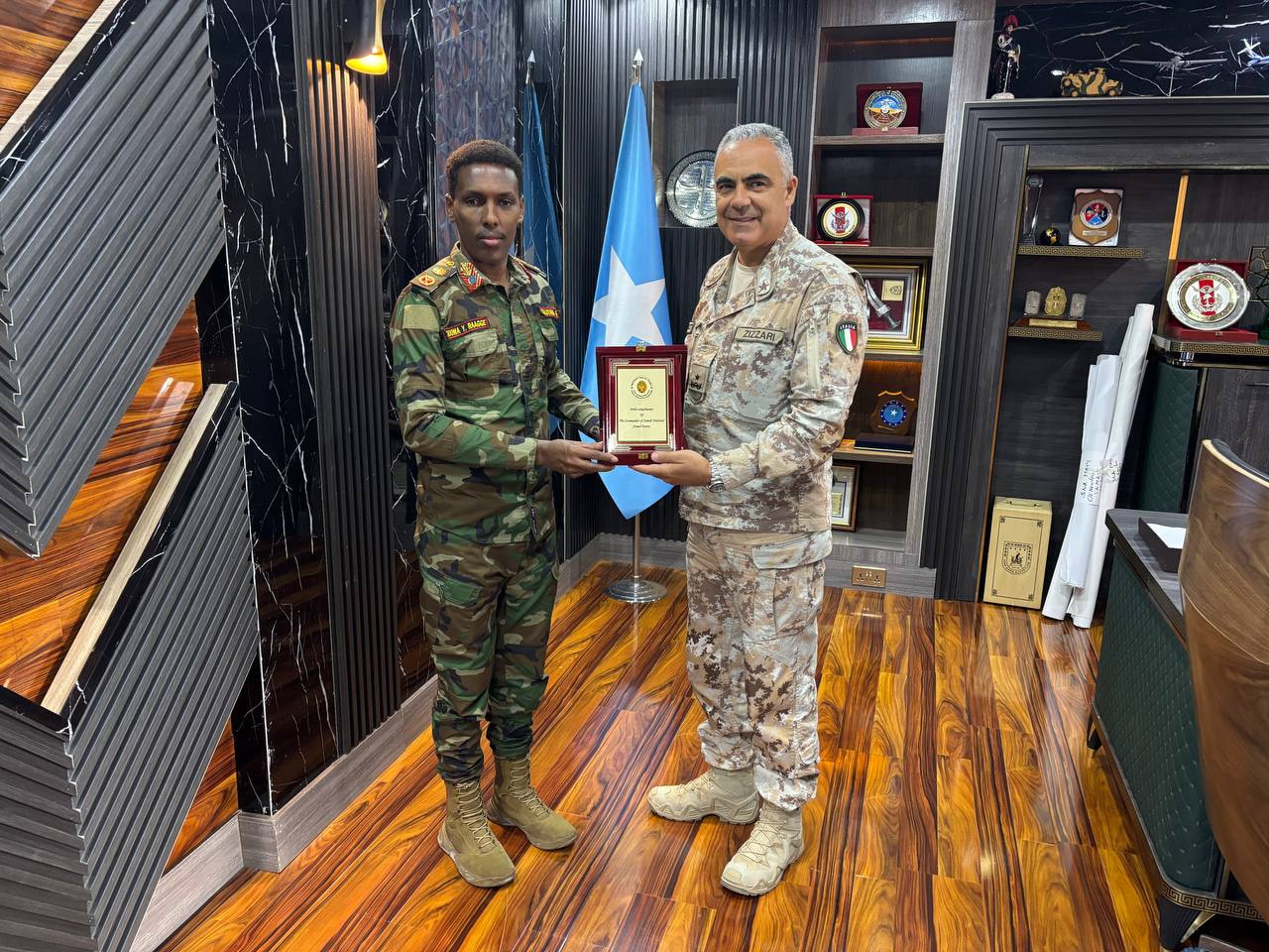 Brigadier General Giuseppe Zizzari and Major General Odowaa Yusuf Rageh Discuss Strengthening Somalia’s Security Sector