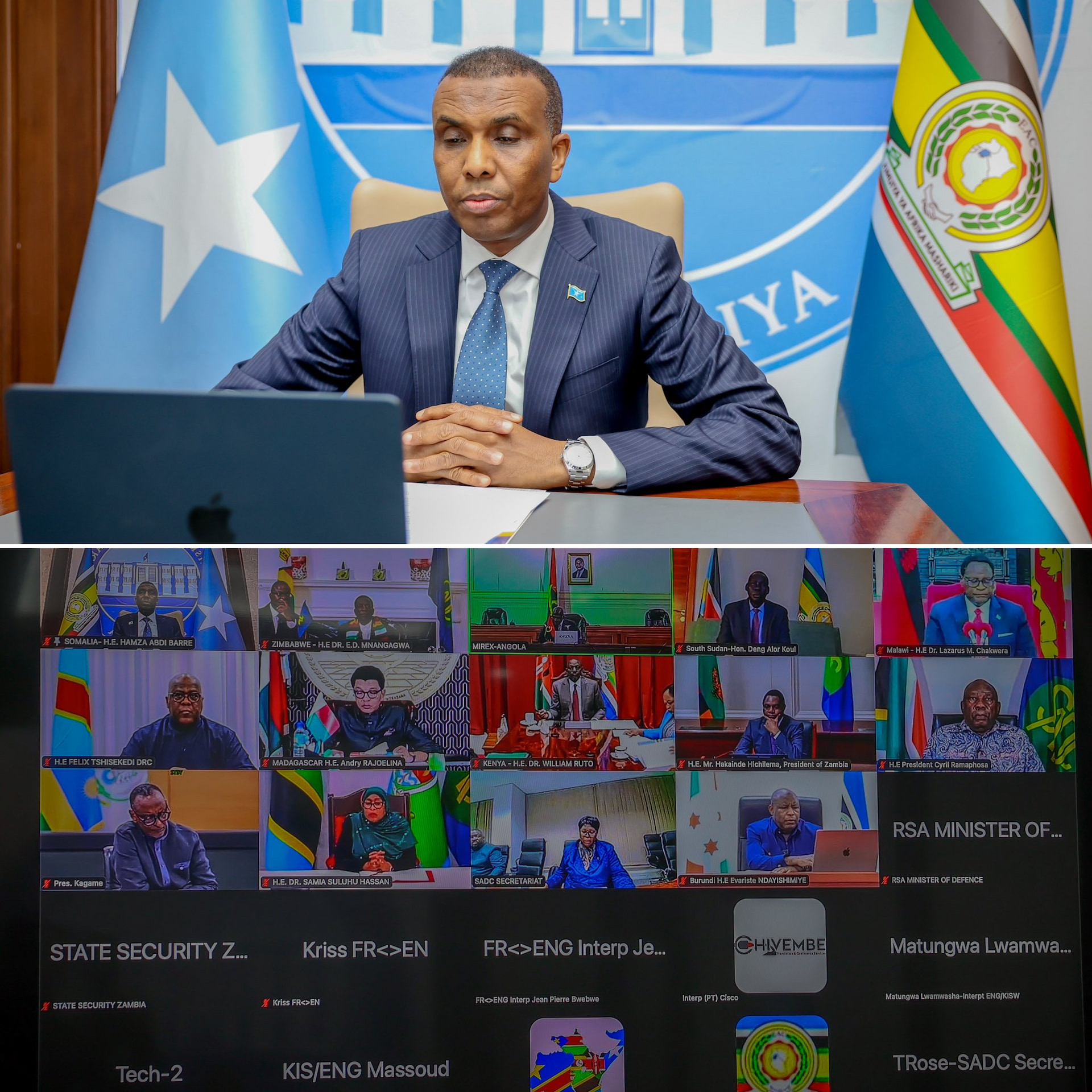 Prime Minister Hamza participates in a virtual joint Heads of State meeting of EAC and SADC