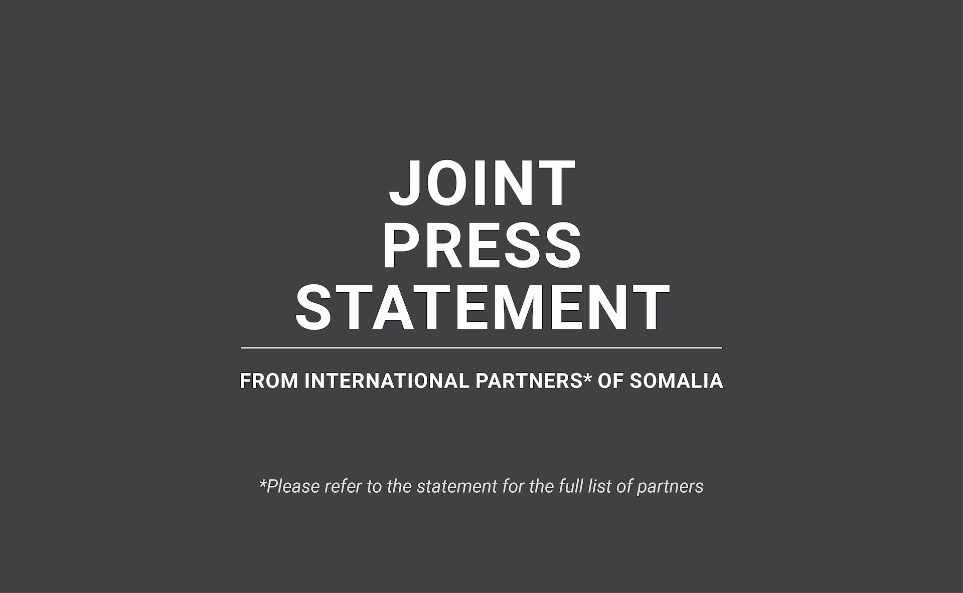International Partners Welcome President Hassan’s National Dialogue Initiative