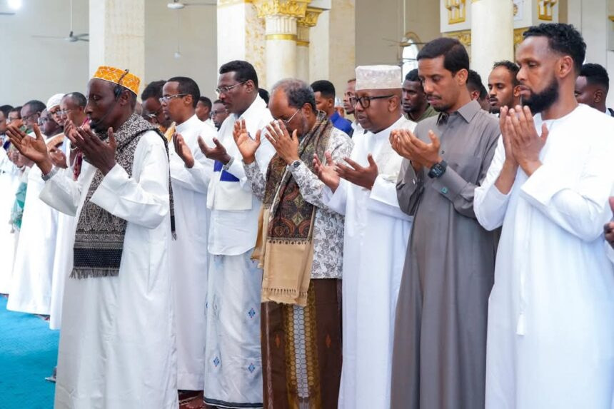 President Hassan Sheikh Mohamud Attends Funeral Prayer for Late Ugaas Abdullahi Ugaas Farah