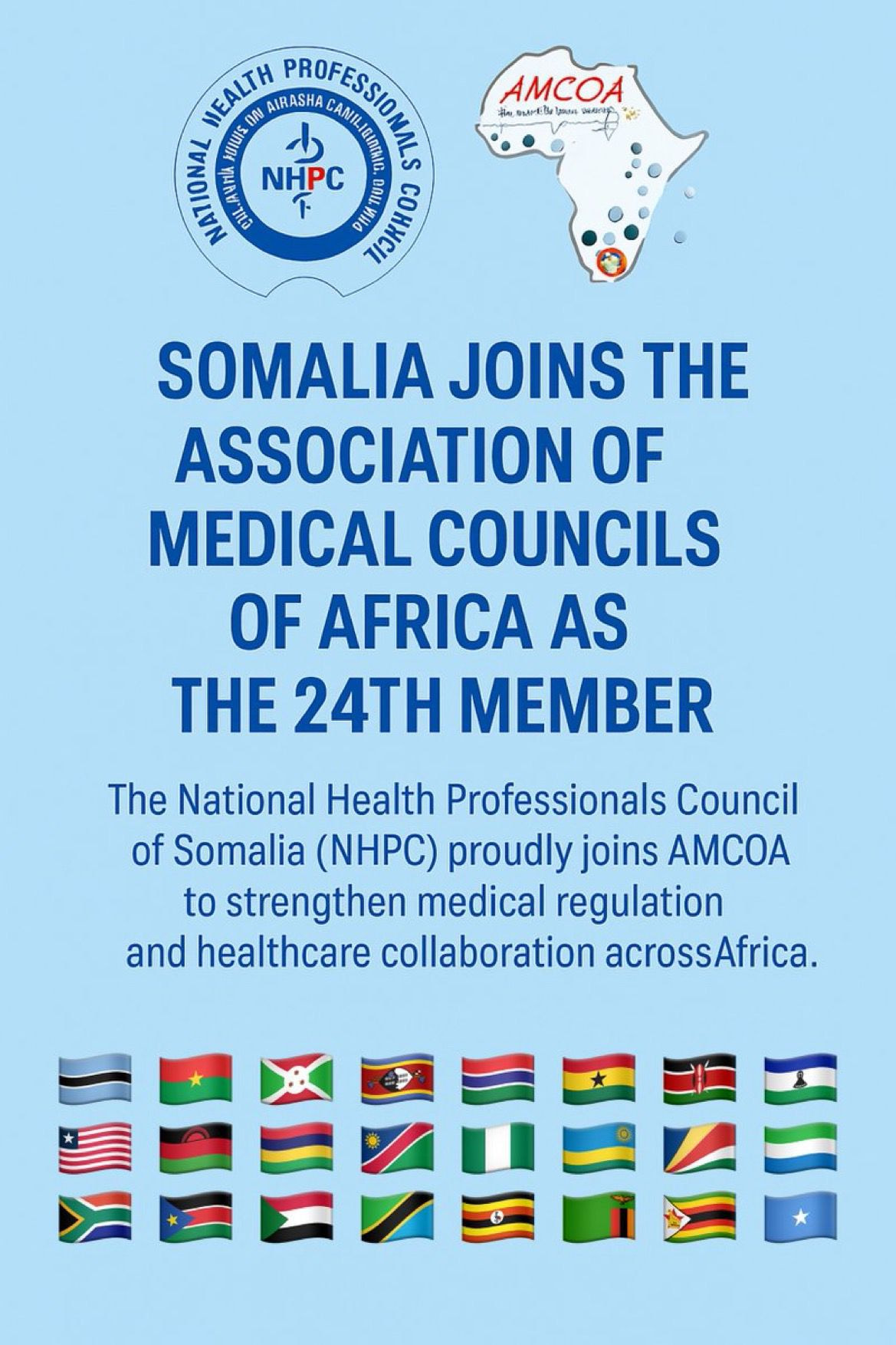 Somalia Joins the Association of Medical Councils of Africa (AMCOA) as 24th Member
