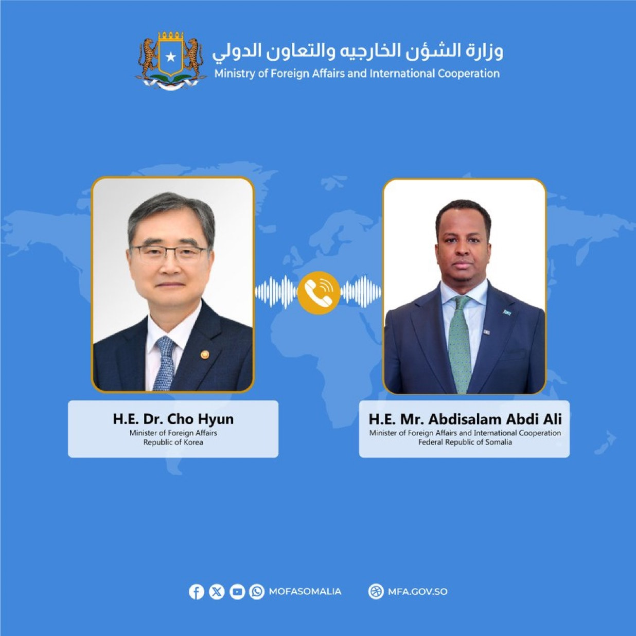 Minister of Foreign Affairs holds virtual meeting with his Korean counterpart to uphold Somalia’s sovereignty