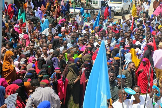 Demonstrations against Israel’s violation of Somalia’s sovereignty is underway in Mogadishu