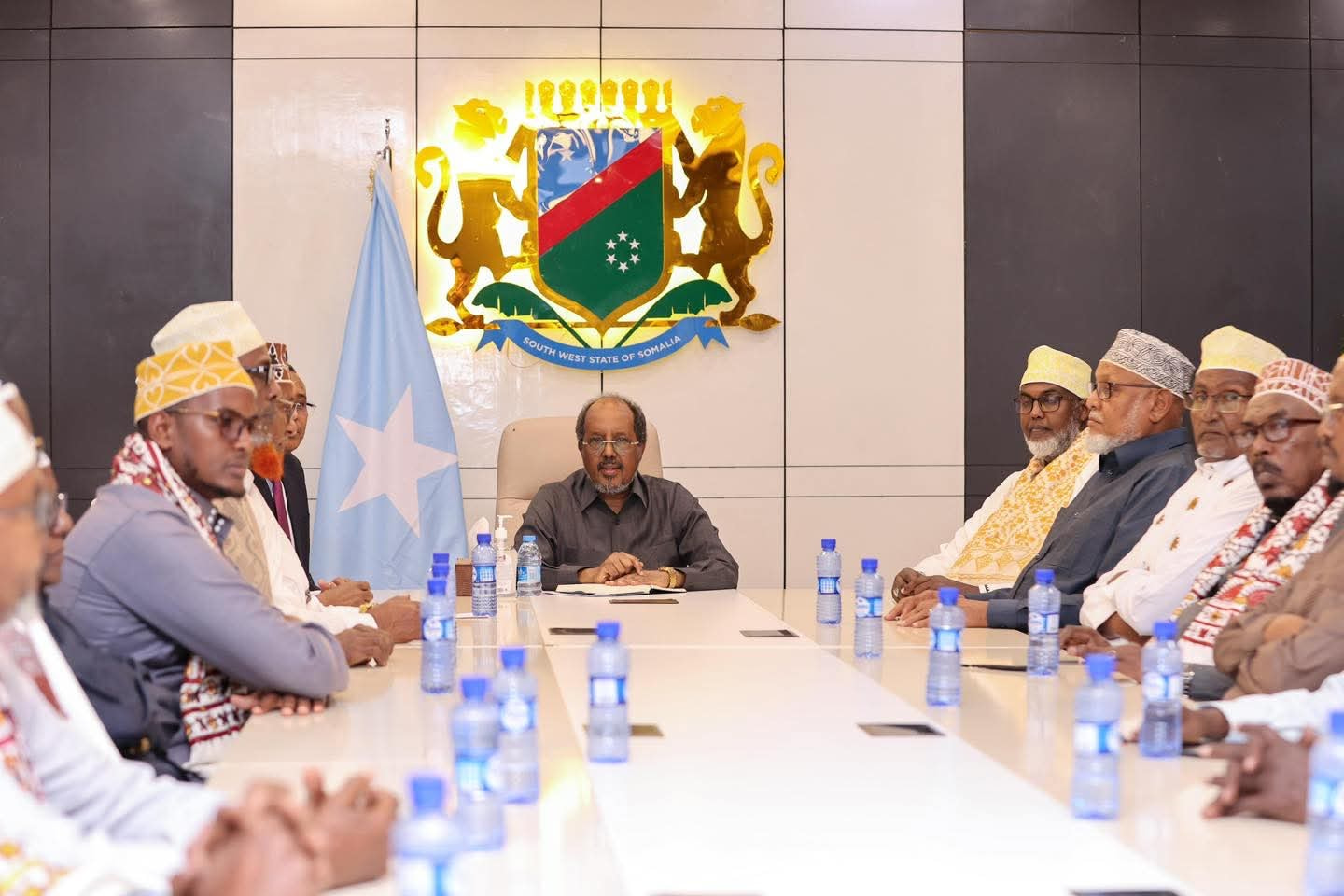 President Hassan Sheikh Meets South West State Traditional Leadership in Baidoa