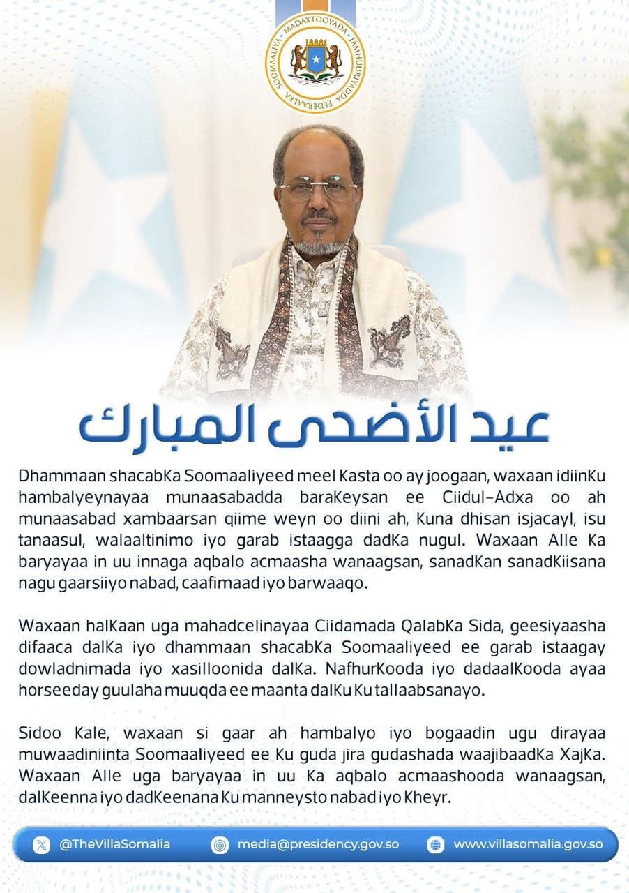 Madaxweyne Xasan Sheekh oo bulshada Soomaaliyeed la wadaagay hambalyada Ciidda