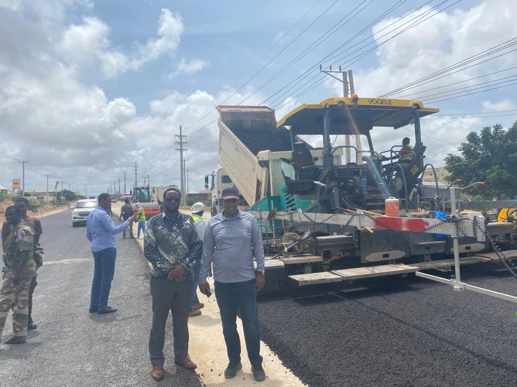 Asphalt paving work begins on the Mogadishu-Afgoye road in the Federal Republic of Somalia