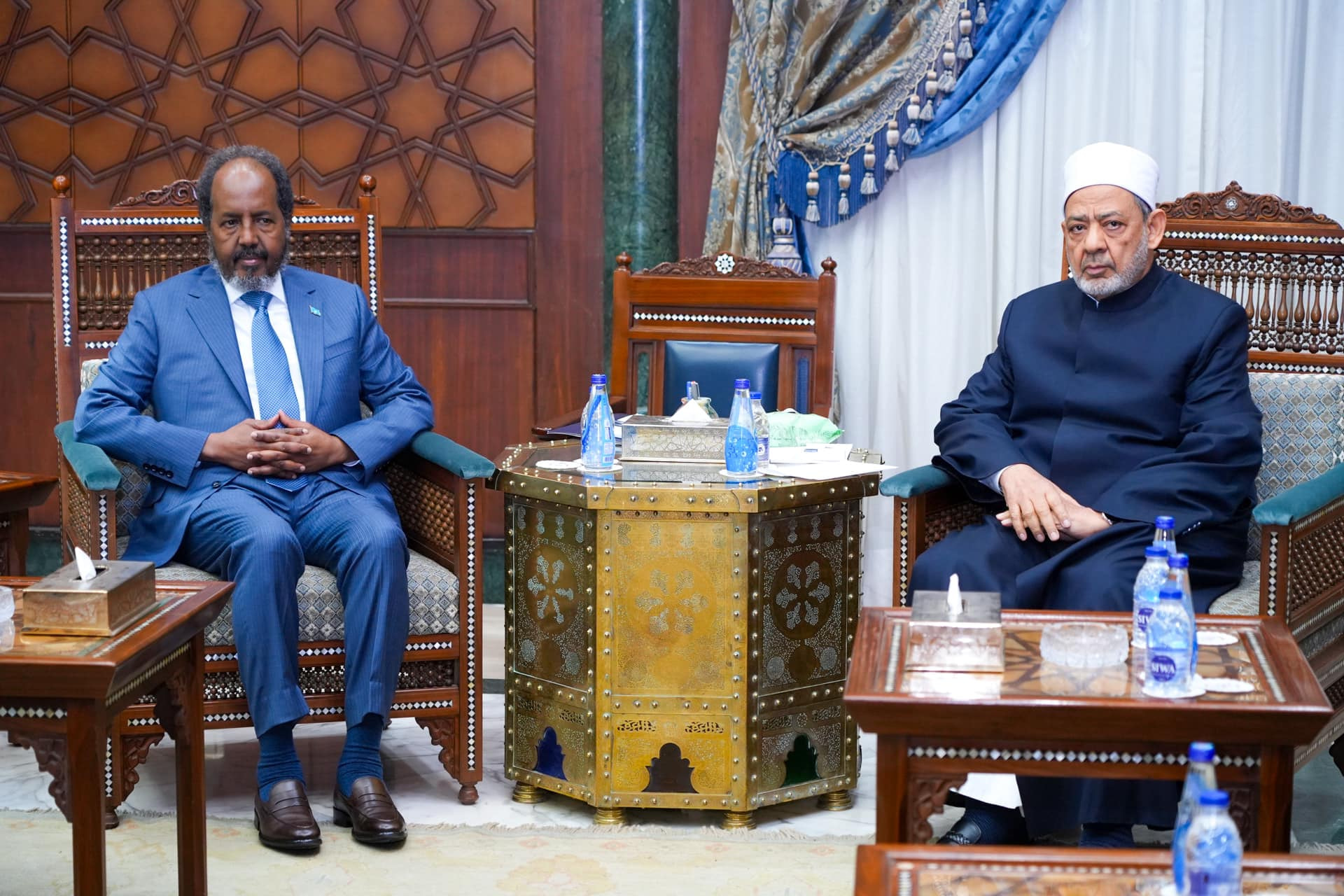 President Hassan discusses the importance of fighting extremist ideology with the Imam of Al-Azhar