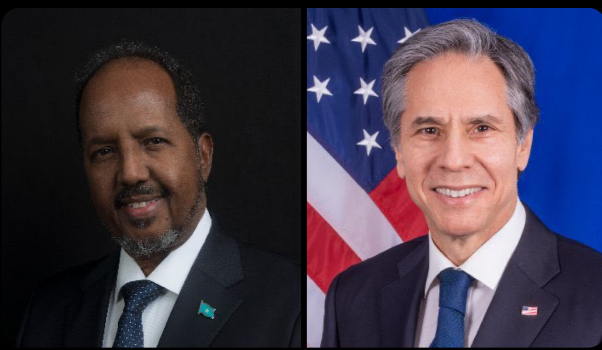 President Hassan Sheikh speaks on the telephone with the US Secretary of State