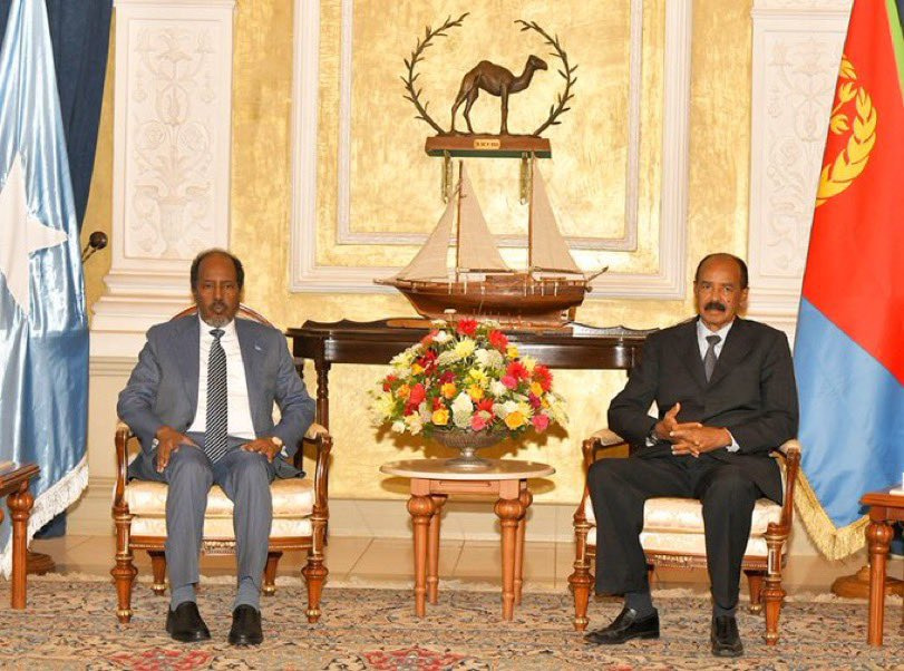 President Hassan Sheikh meets his Eritrean counterpart in Asmara State House