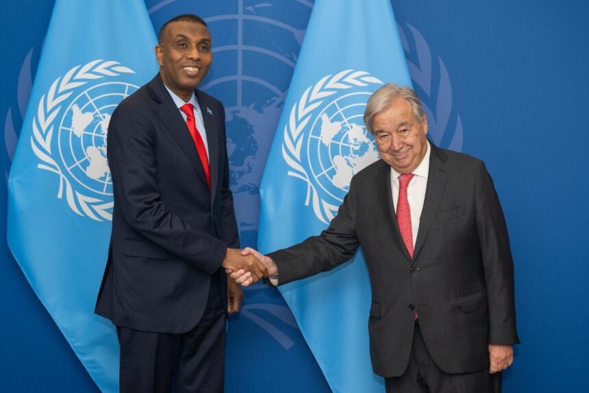 Prime Minister Hamza Abdi Barre Meets with UN Secretary General Antonio Guterres