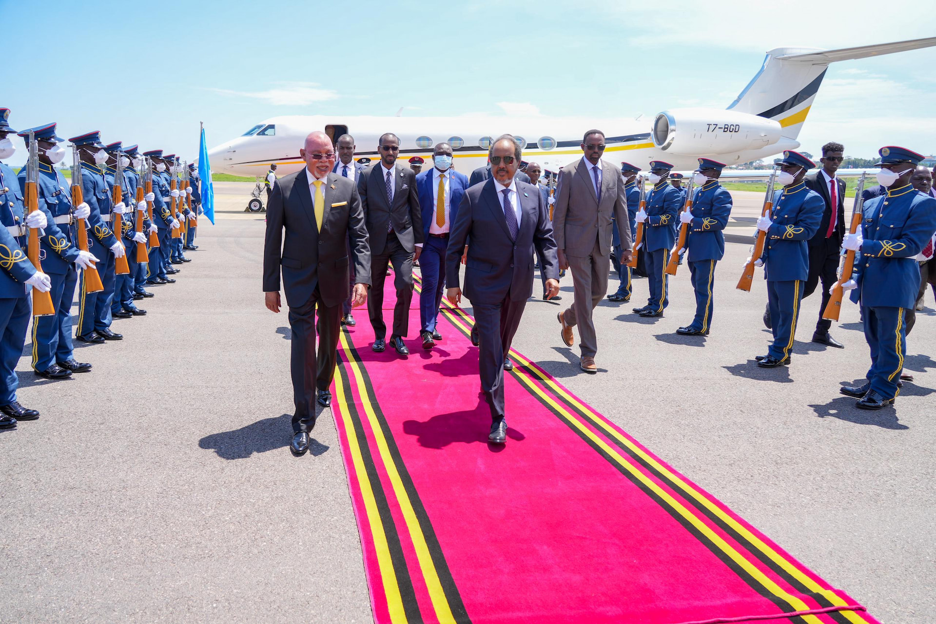 President Hassan Sheikh arrives in Kampala for an official visit