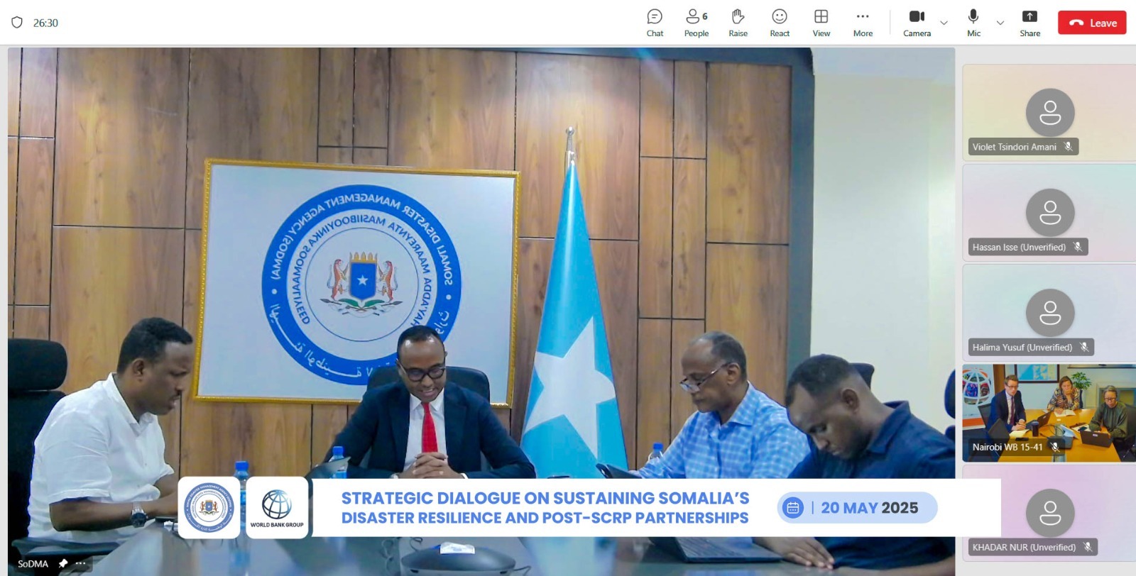 SoDMA and World Bank Reinforce Partnership for Disaster Resilience in Somalia