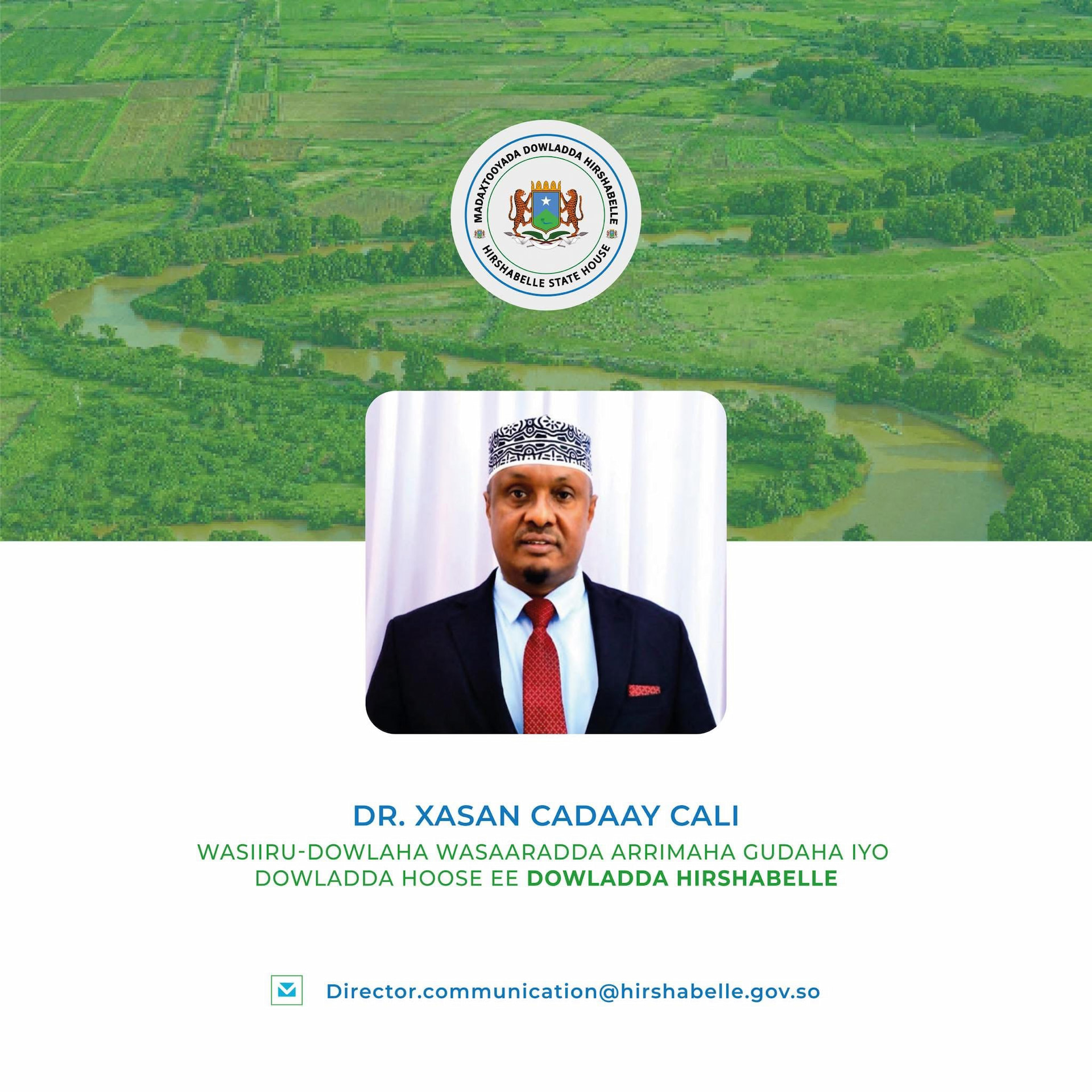 Hirshabelle President Appoints Dr. Hassan Cadaay Ali as State Minister