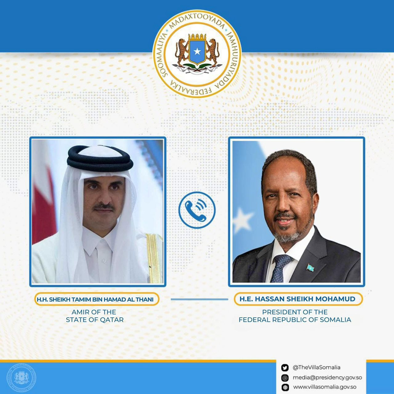 President Hassan Sheikh Holds Strategic Talks with Emir of Qatar; Doha Reaffirms "Principled Support" for Somali Unity