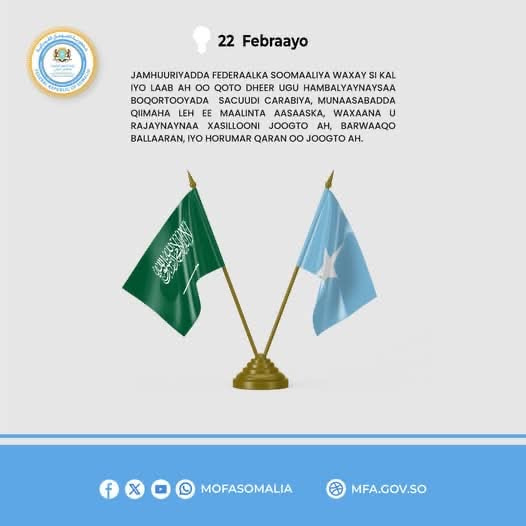 Somalia Congratulates Saudi Arabia on Founding Day