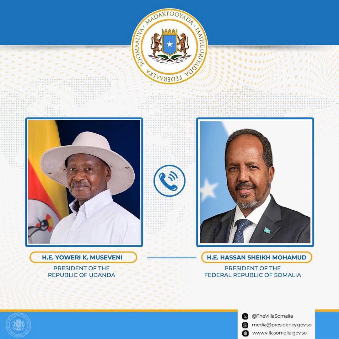 الصومال – رئيس الجمهورية يهنئ نظيره الأوغندي بإعادة انتخابه