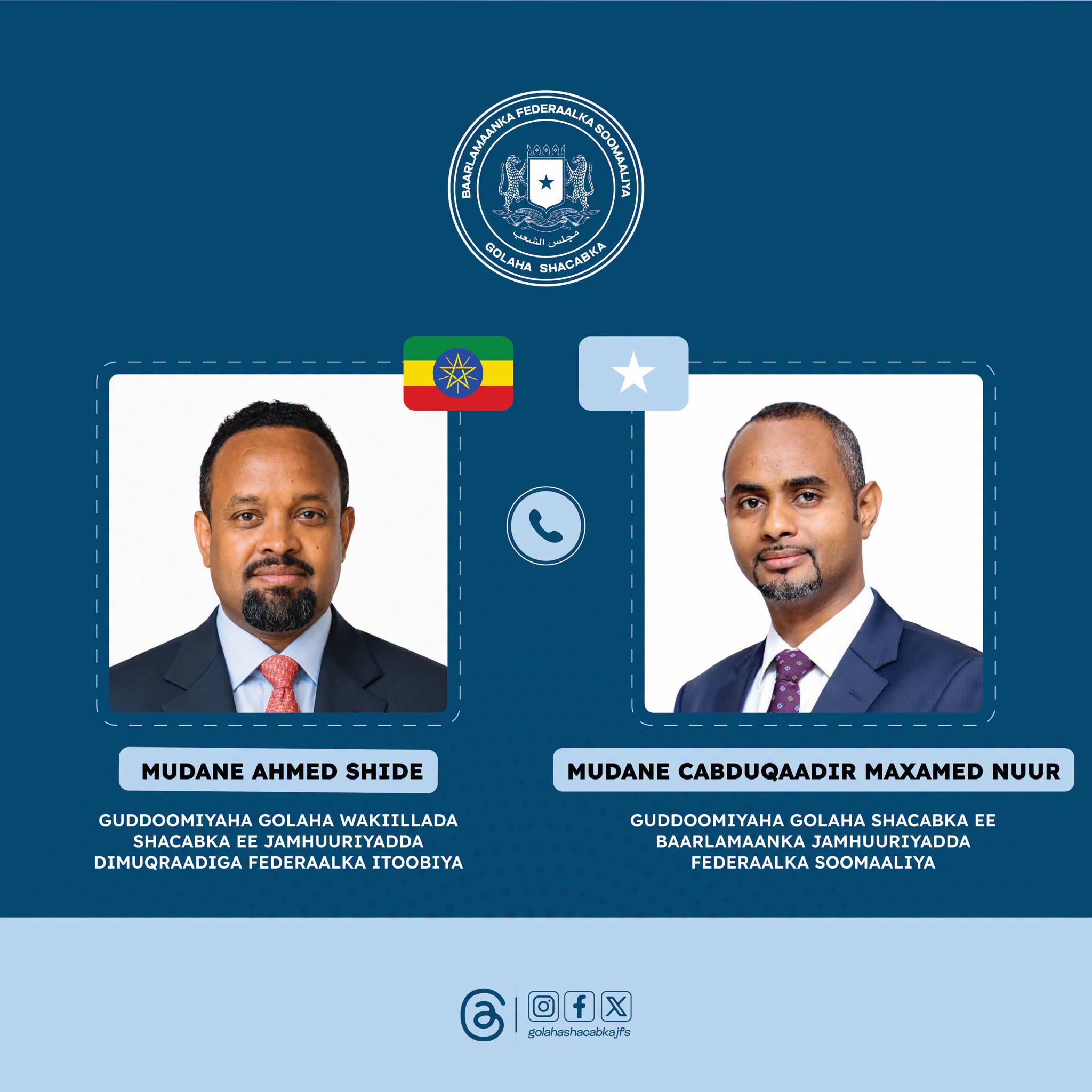 Somalia Speaker Congratulates New Ethiopian Parliament Speaker