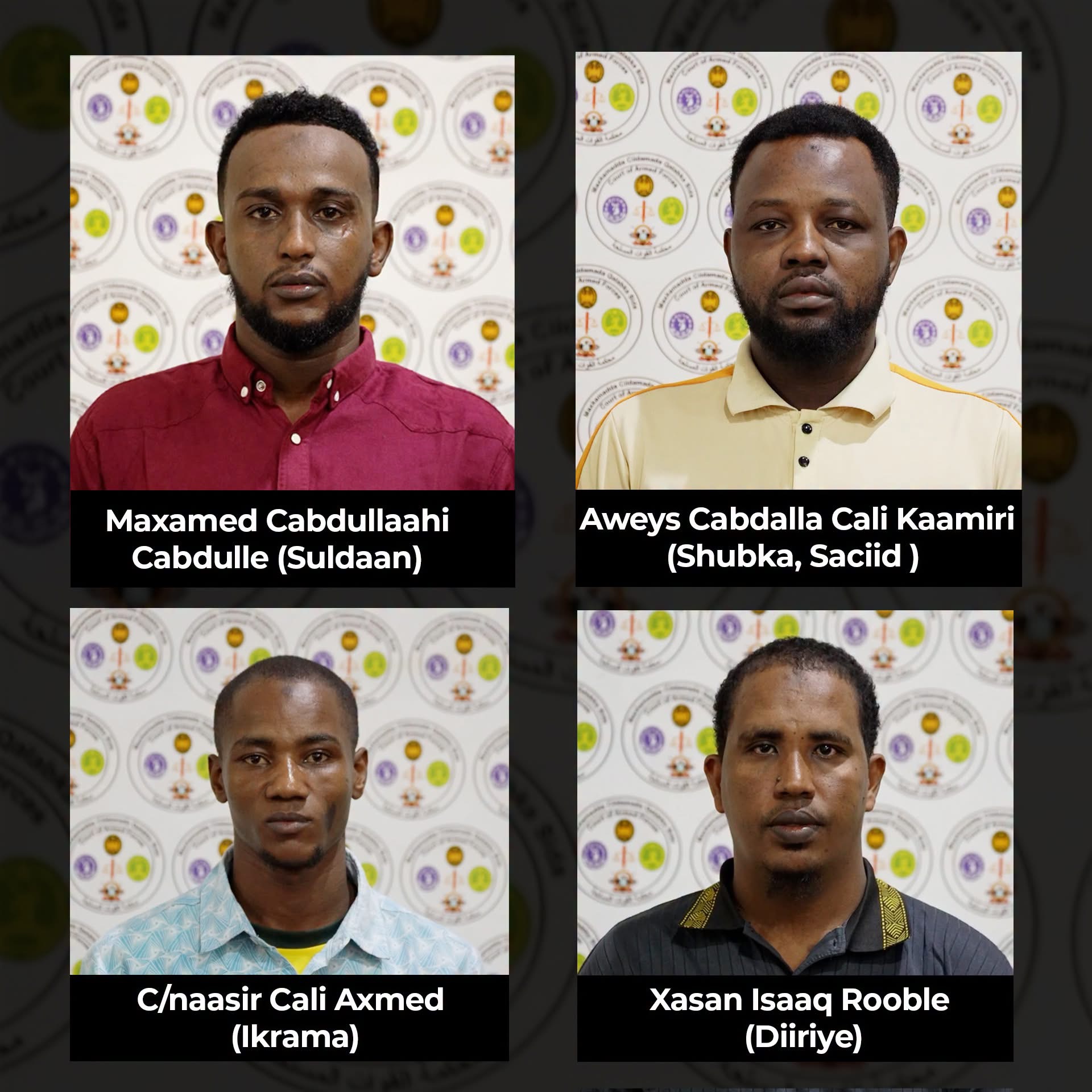 Maxkamadda sare re ciidamada qalabka sida oo xukun ku riday afar eedeysane oo ka tirsanaa Khawaarijta