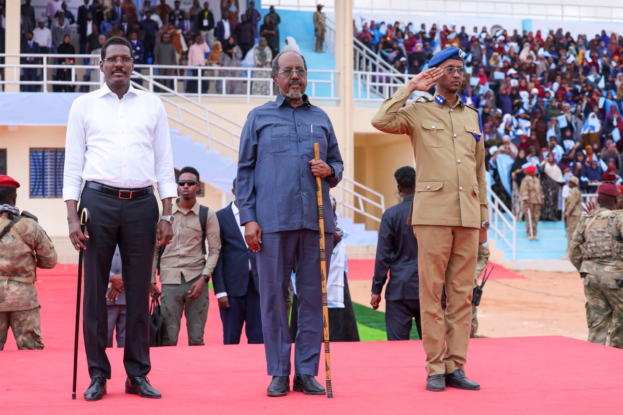Madaxweyne Xasan Sheekh oo si weyn loogu soo dhoweeyey Gaalkacyo
