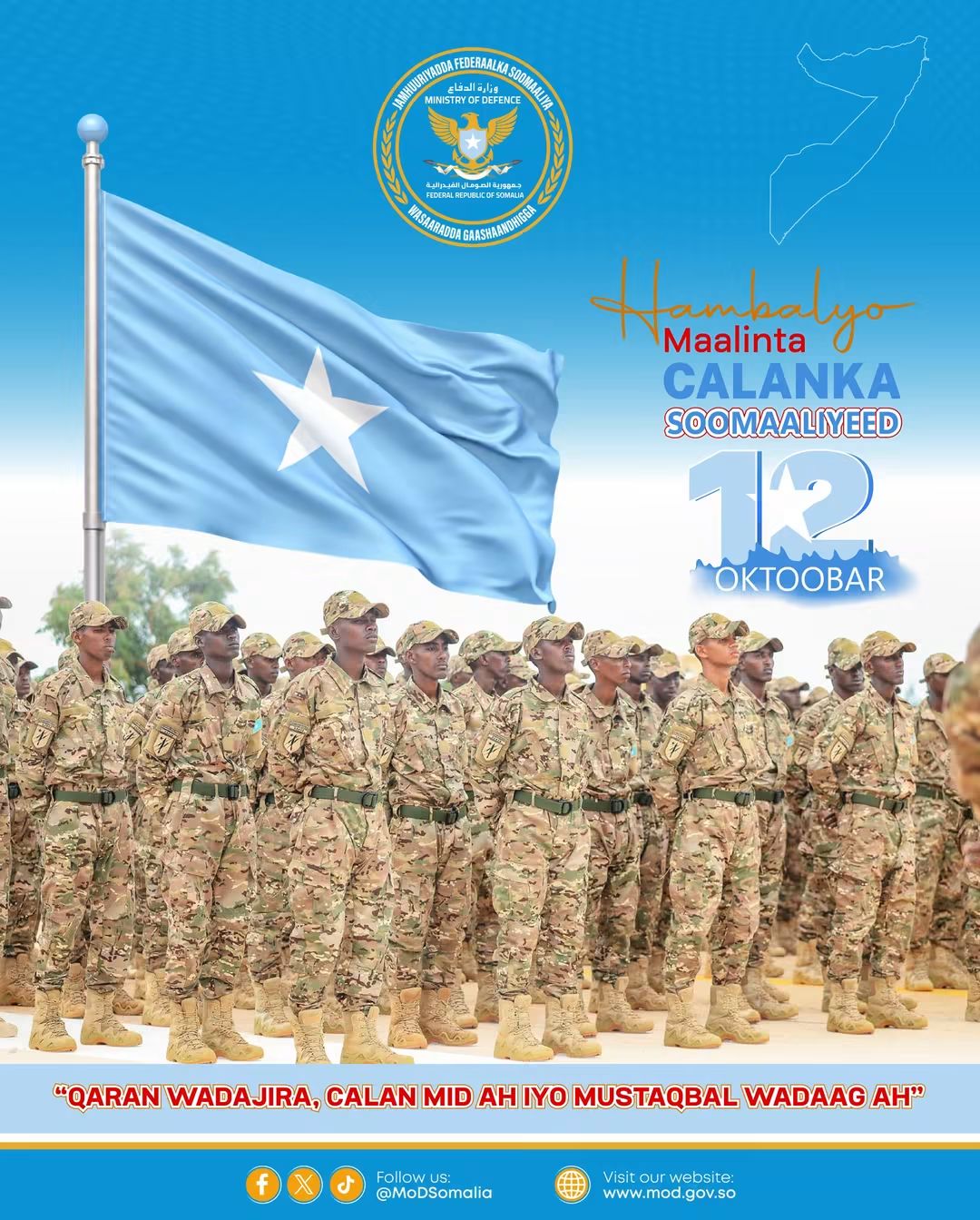 Wasiirka Gaashaandhigga oo Shacabka Soomaaliyeed ugu Hambalyeeyay Maalinta Calanka