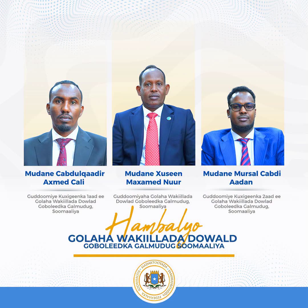 MADAXWEYNE XASAN SHEEKH OO HAMBALYO U DIRAY GUDDOONKA CUSUB EE GOLAHA WAKIILLADA GALMUDUG